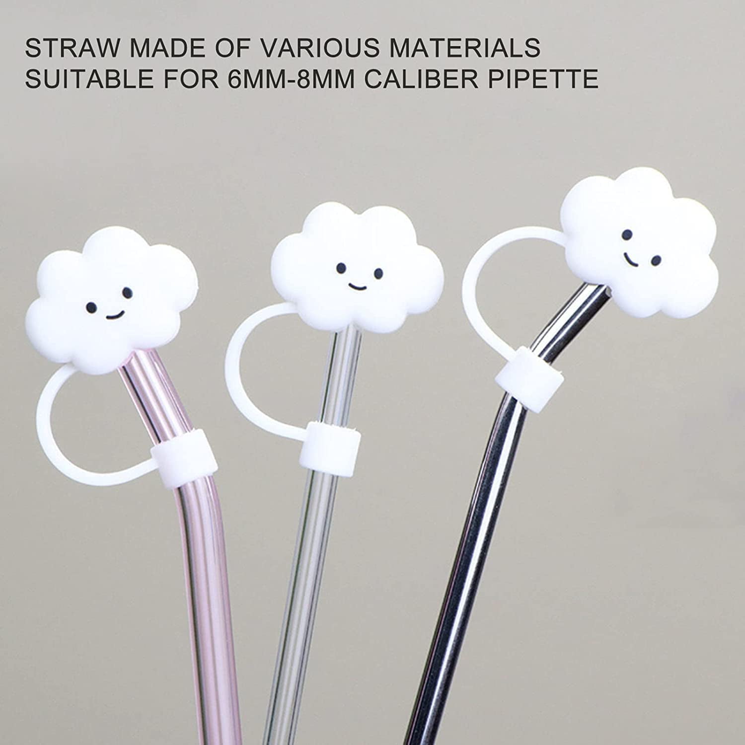 Acoavo 12mm Straw Cover, 8pcs Straw Covers Cap for 0.47 Inch Straws Food  Grade Silicone Cute Large Cactus Straw Topper Straw Tips Cover Protector
