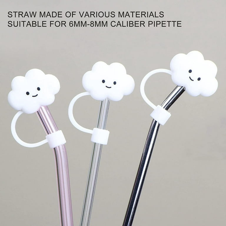 2Pcs Straw Tips Cover Straw Covers Cap for Reusable Straws Cloud Shape Straw  Protector, Food Grade Silicone Straw Tip Reusable Drinking Straw Covers  (Blue,White) 