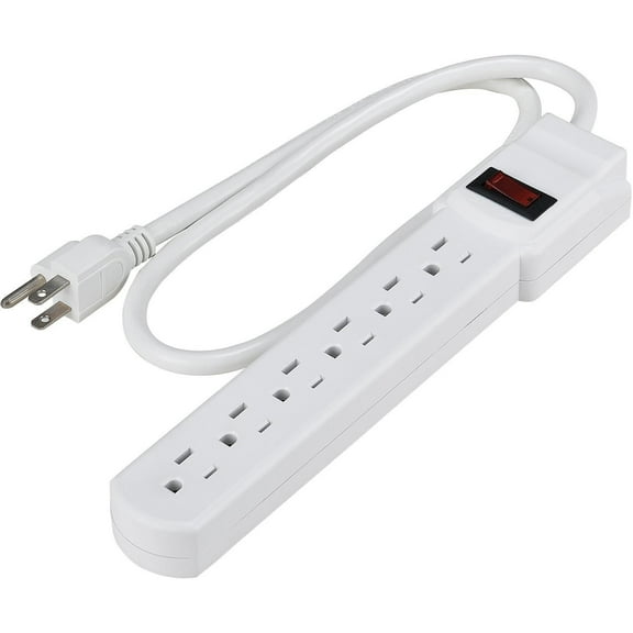 Global Industrial Power Strip 6 Outlets 15A 12""L 2-1/2' Cord