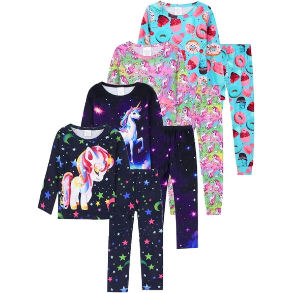 ATAIKU Toddler Girls Unicorn Pajamas Set Kids Girl Long Sleeve Tee and Pants Sleepwear Baby Jammies 1-12Years