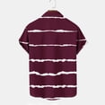 thumbnail image 3 of Penkiiy Men's Hawaiian Stripe Printing Shirt Short Sleeve with Pocket Beach Shirt Button Down Wrinkle Free S Wine, 3 of 4