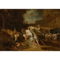 thumbnail image 2 of Carel Fabritius 24x18 Black Ornate Framed Double Matted Museum Art Print Titled: Mercury, Argus, and Io (circa 1645-1647), 2 of 5