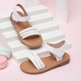 thumbnail image 5 of Duqingm Toddler Sandals Toddler Girl Sandals - Flower Girl Dress Shoes Open Toe Little Kid Summer Flats White,9.5, 5 of 6