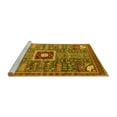 thumbnail image 2 of Ahgly Company Machine Washable Indoor Round Abstract Yellow Modern Area Rugs, 6' Round, 2 of 4