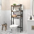 thumbnail image 2 of Homieasy Over-The-Toilet Storage Rack, 3-Tier Bathroom Organizer Shelf Over Toilet, Freestanding Space Saver Toilet Stands with 4 Hooks, Rustic Brown, 2 of 6