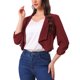 thumbnail image 4 of BLAZER CROP DE CHIFFON CON MANGAS RUCHADAS DE 3/4 Y SOLAPA ABIERTA PARA MUJERES INSPIRADAS EN CHIC COLOR ROJO VINO TAMAÑO XS, 4 of 6