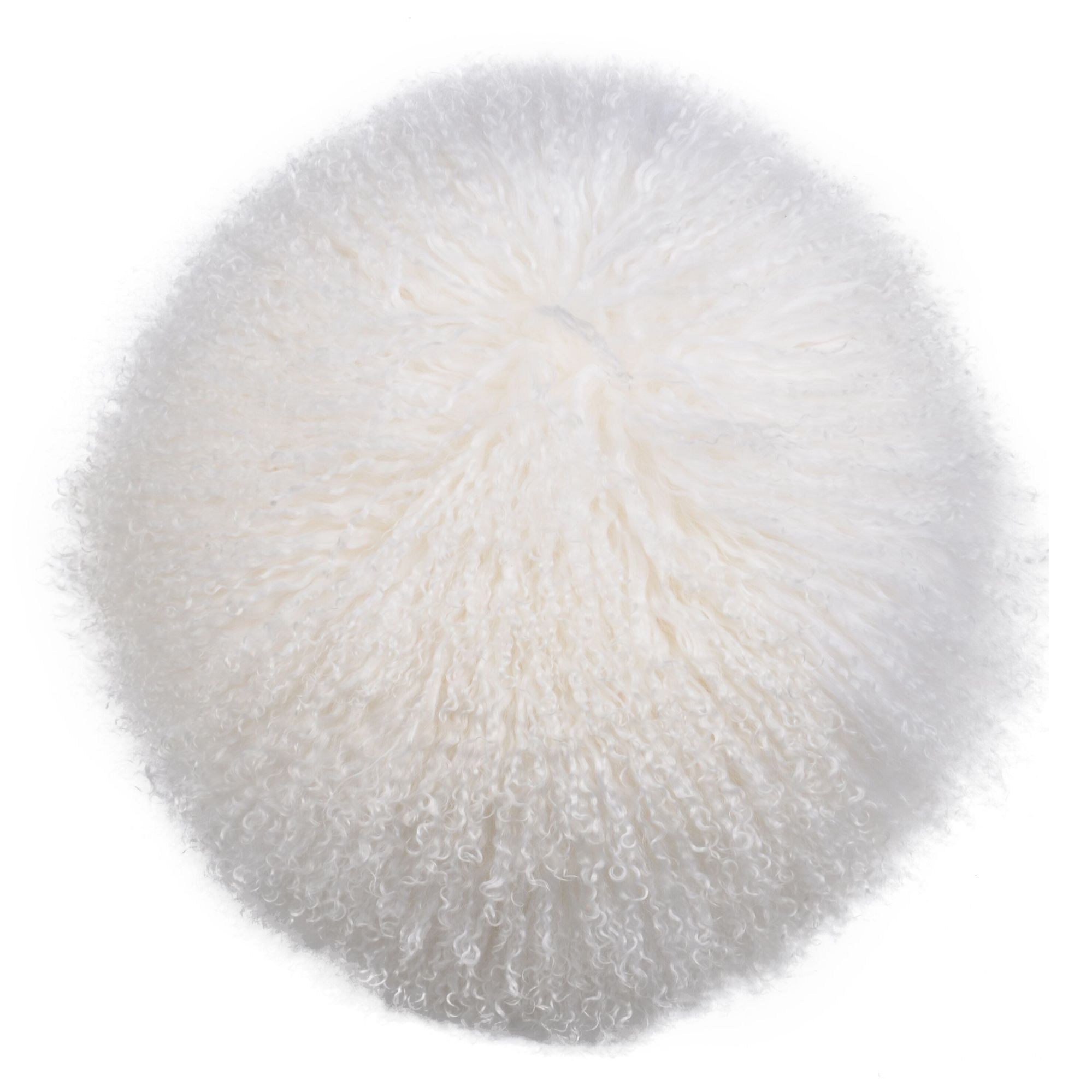 13.75" White Contemporary Lamb Fur Round Throw Pillow