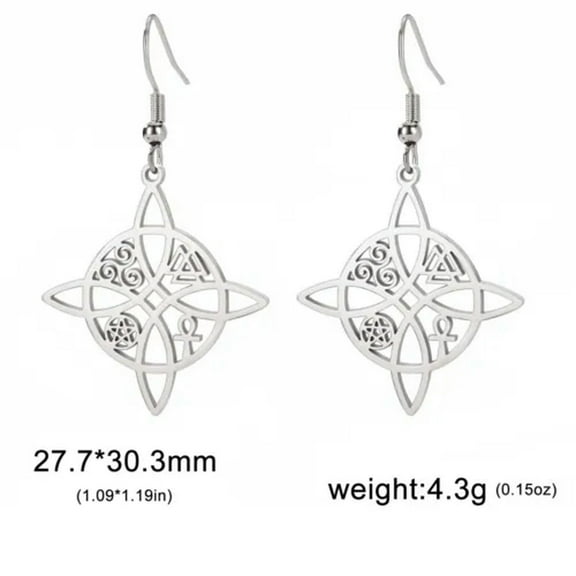Witch Knot Drop Earrings Stainless Steel Ankh Cross Pentacle Earrings Jewelry