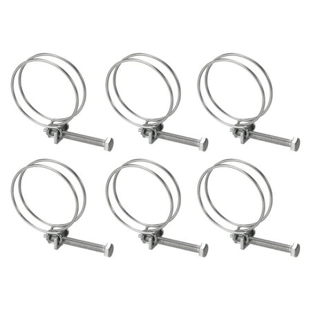 

Uxcell 6Pack Double Wire Hose Clamp 43-48mm Adjustable Stainless Steel Wire Tube Hose Clip with M6 Bolt