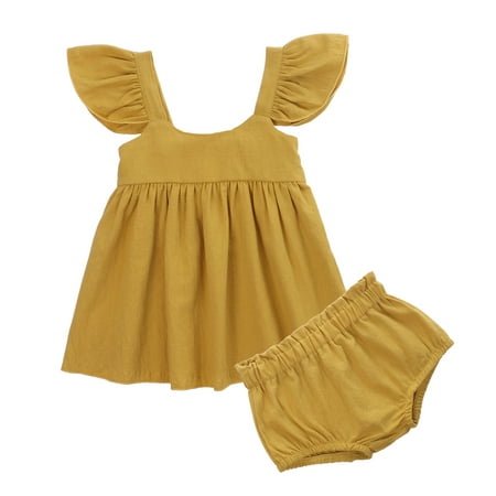 

Meihuid Baby Girl Floral Ruffle Halter Sleeveless Dress Top Elastic Waist Triangle Shorts
