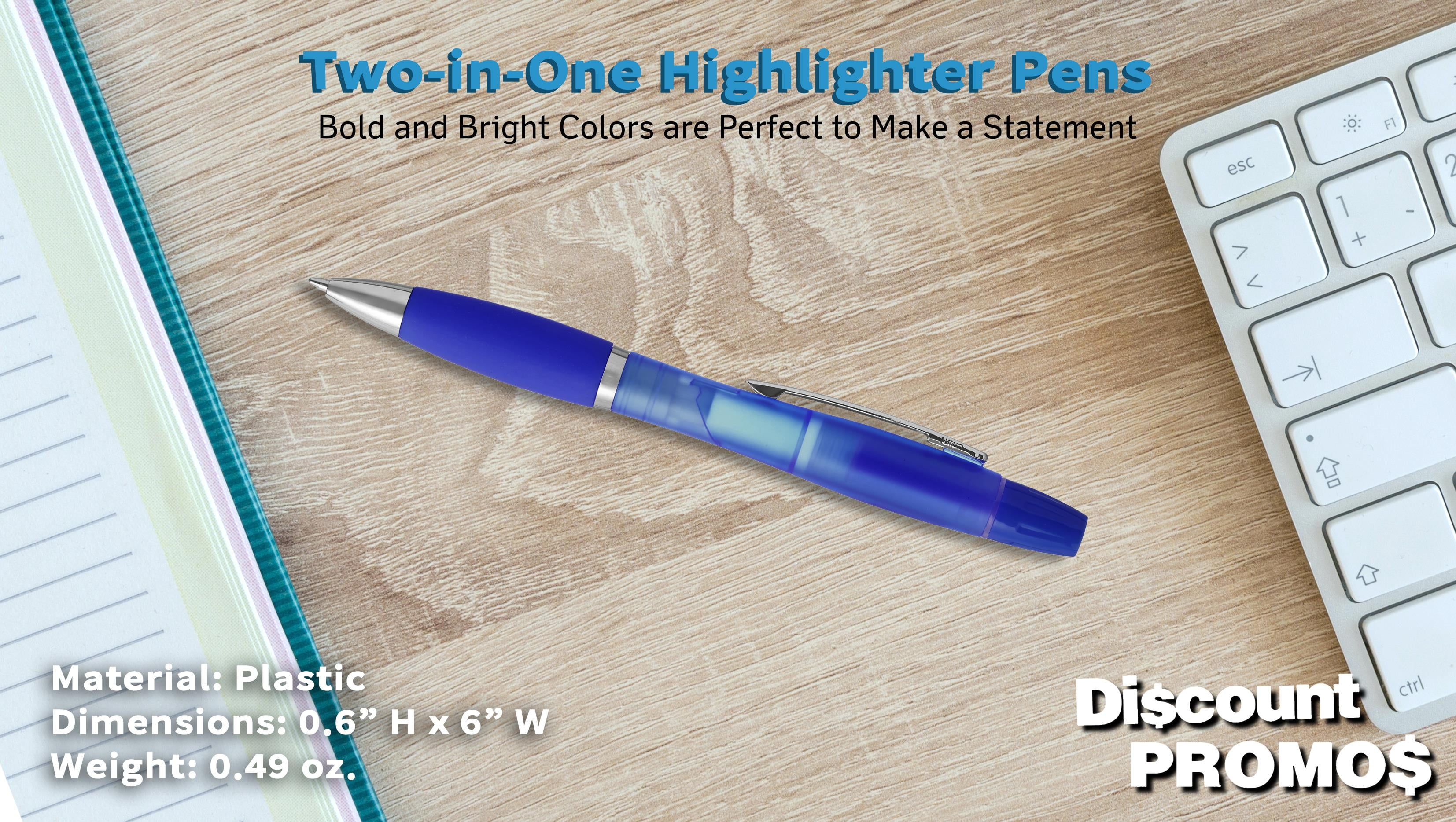 Two in one Highlighter Pens - 10 pack - Plastic Pens - Blue