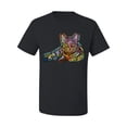 thumbnail image 3 of First We Still Your Heart Then Your Bed | Funny Neon Colorful Cat | Dean Russo Art Animal Lover Men's T-Shirt, Black, Small, 3 of 6