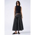 thumbnail image 6 of Black Polka Dot A-Line Midi Skirt For Women, Flowing Cotton Skirt With Elastic Waistband, 6 of 7