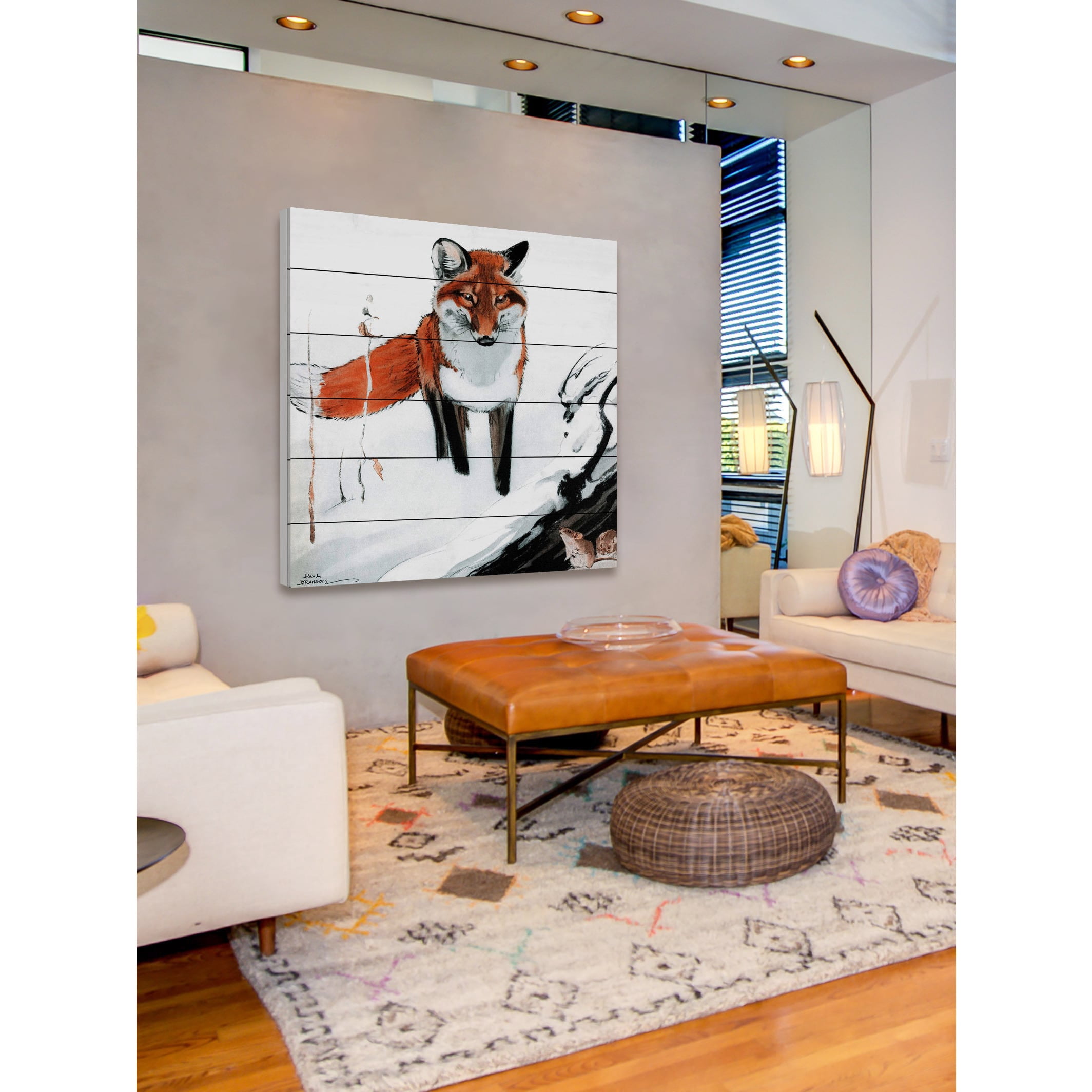 Marmont Hill "Snow Fox" Painting Print on White Wood
