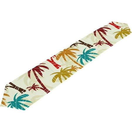 

ColourLife Table Runner Silhouettes Tropical Coconut Palm Trees Washable Table Cloth Runner for Holiday Home Wedding Table Top Decoration 13x70 Inches