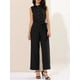 thumbnail image 5 of INSPIRAR CHIC Mono sin mangas con botón y cintura atada para mujer, XS, negro, 5 of 8