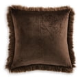 thumbnail image 4 of Signature Design by Ashley Bellethrone Contemporary 20x20 Inches Faux Fur Throw Pillow with Zipper Closure, Dark Brown, 4 of 5