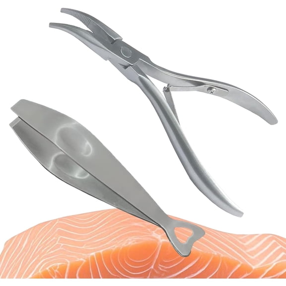 ABCISI 2 PCS Fish Bone Tweezers Bone Pliers, Ergonomic Non-Slip Grip, Food-Grade Stainless Steel Fish Deboning Tools for All Kinds of Fish