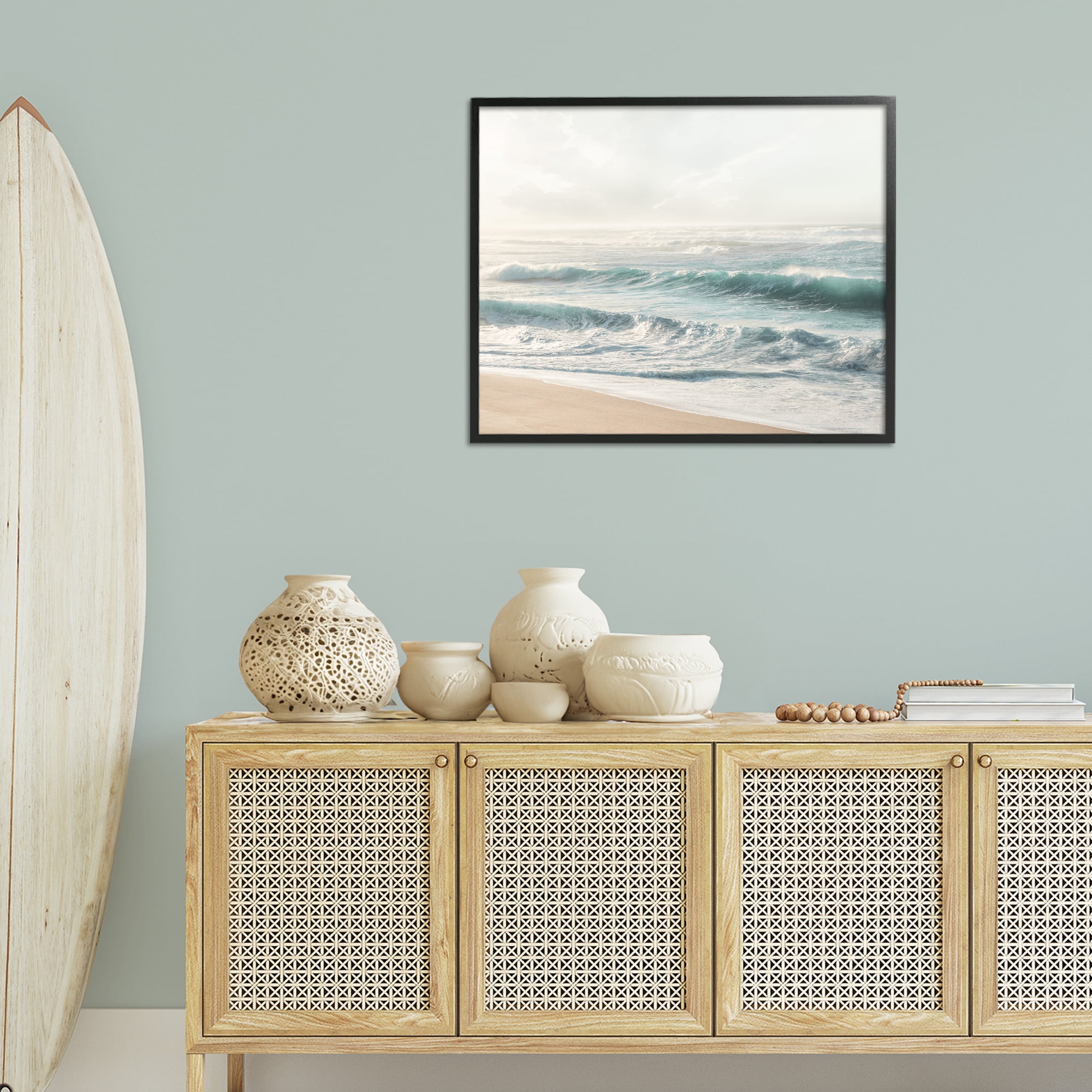 Stupell Industries Distant Beach View Landscape Photography Black Framed Art Print Wall Art, 30 x 24
