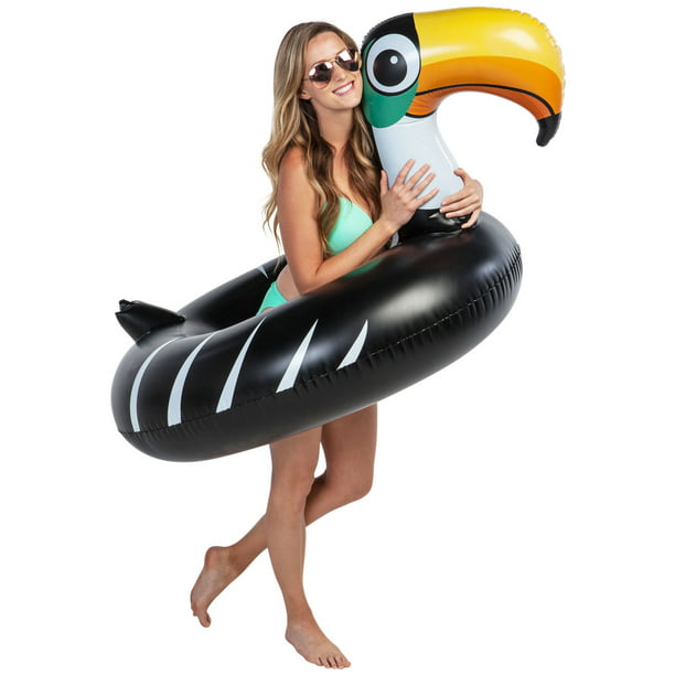 U.S. Pool Supply Giant Jumbo 4 Foot Inflatable Toucan Pool Float Ring -  Bird Swim Tube Fun Party Toy for Kids & Adults