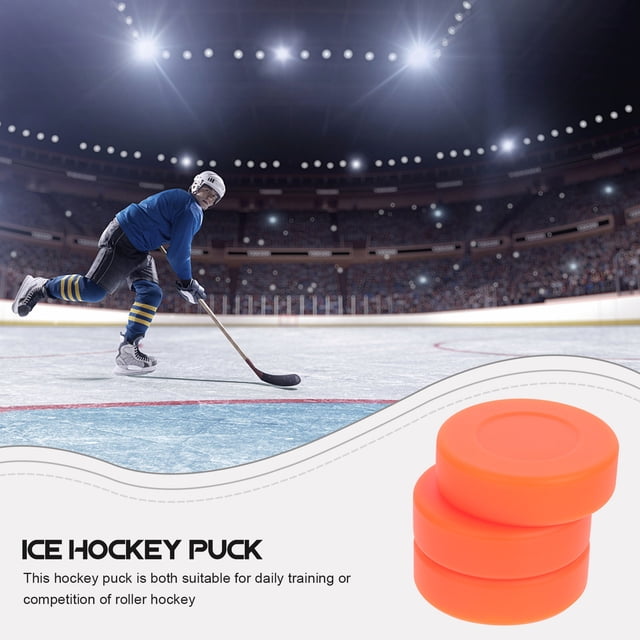 HONMEET Ensemble de 3 Rondelles de Hockey en PVC Orange pour Jeux Intérieurs et Terrains de Glace Extérieurs