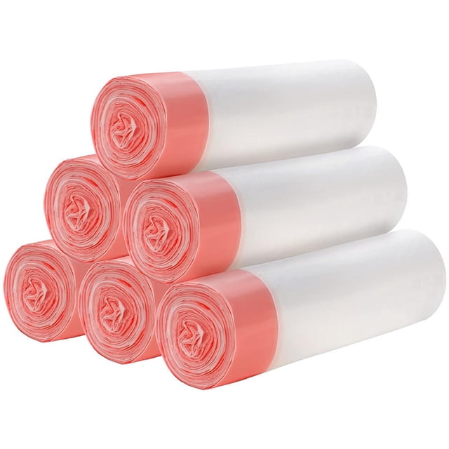 6 rollos con pequeñas bolsas de basura, 4 galones grueso con pequeñas bolsas de basura, adecuadas para diferentes contenedores de basura, 120 (blanco)