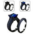 thumbnail image 1 of 2Pcs/Set Women Square Cubic Zirconia Finger Ring Engagement Wedding Jewelry, 1 of 6