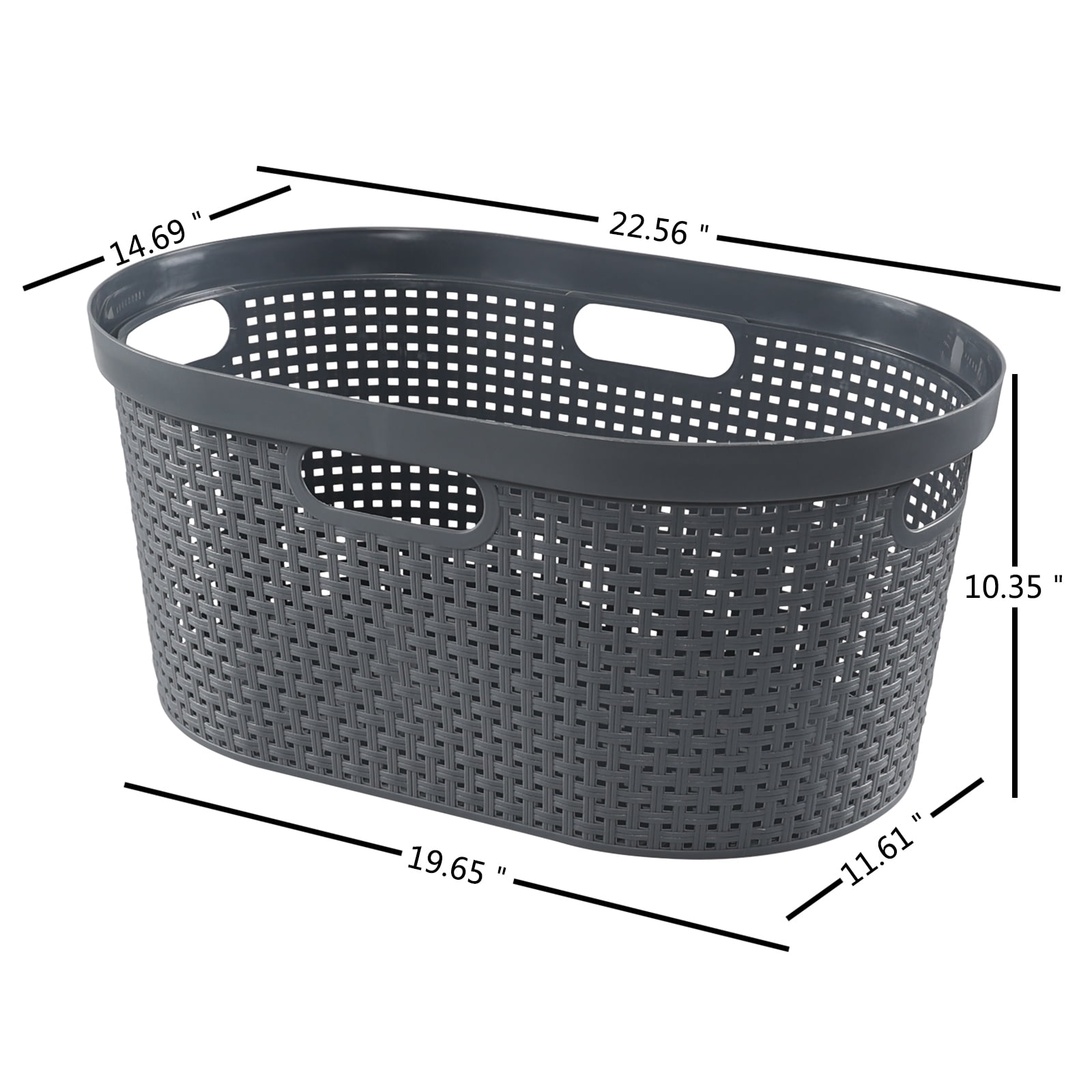 Saedy 40 L Plastic Laundry Storage Basket, 4-Pack Large Laundry Hamper, Gray