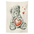 thumbnail image 3 of Ambesonne Cartoon Tablecloth Rectangular Table Cover, Detailed Teddy Bear, 60"x84", Red Black White, 3 of 4