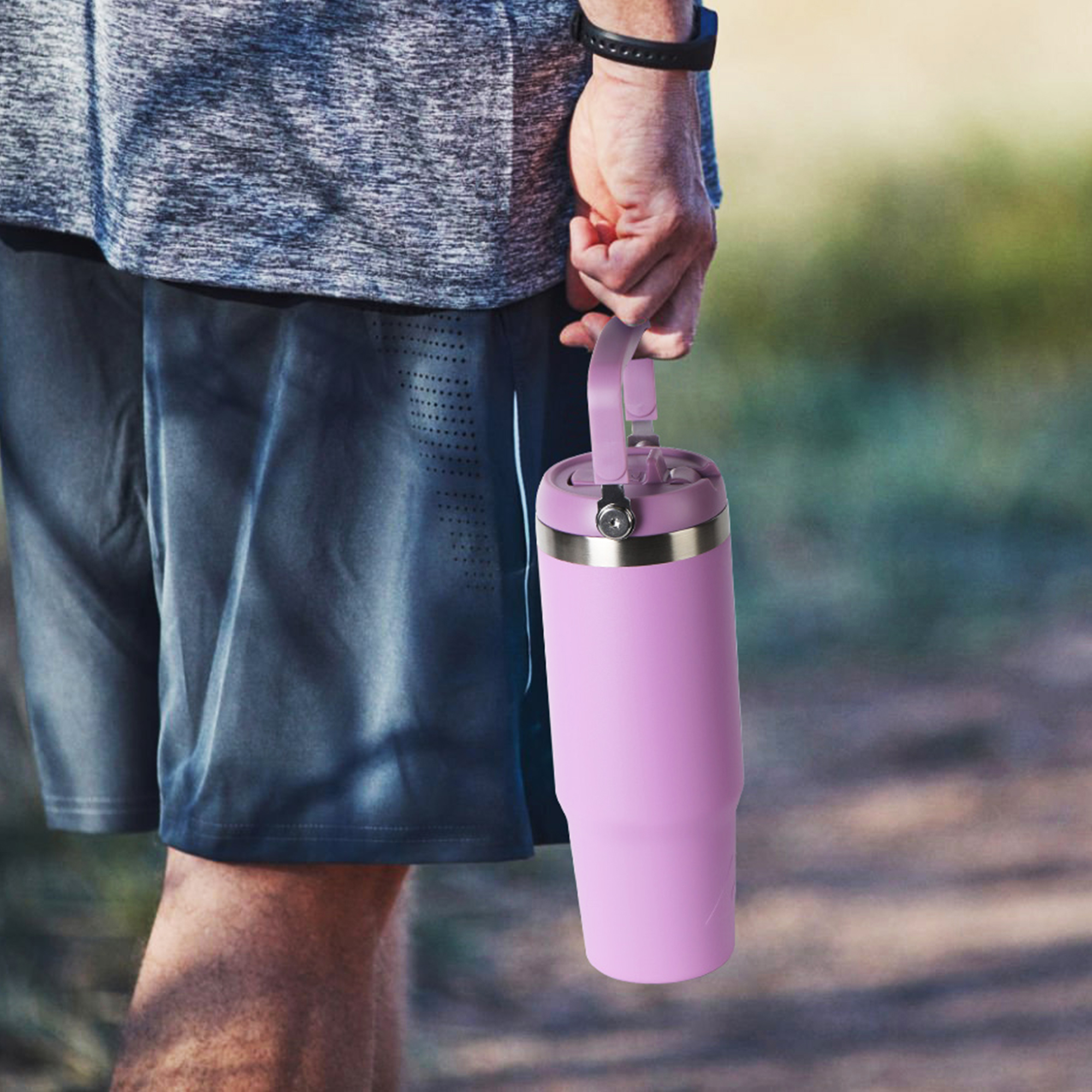 Termo giratorio de acero inoxidable aislado de 30 oz, lila nuevo 6