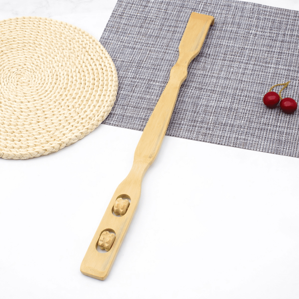 PULMCheerger New 18" Bamboo Wood Back Scratcher With 2 Rollers -Back Scratcher Massage Tool