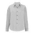 thumbnail image 1 of Lenpel Button down Shirts for Women Striped Long Sleeve Business Casual Oversized Collared Blouses Loose Work Tops(Gray,Large), 1 of 5