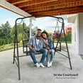 thumbnail image 5 of QISHENSHUI Upgraded Metal Patio Porch Swing, 660 LBS Weight Capacity Steel Porch Swing Chair for Outdoors, Heavy Duty Garden Swing Bench for Gardens & Yards (Pattern 2), 5 of 9