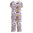 thumbnail image 5 of Rggeeun Halloween pajamas for women set Pumpkin Graphic Homewear Crew Neck Short Sleeve Tops Soft Pants with Pockets Nights Leisure Pjs Sets,Purple,S, 5 of 6