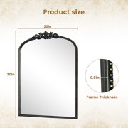 Classic Crown Arched Decorative Mirror, Black, 22x30in