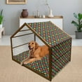 thumbnail image 2 of Camper Pet House, Colorful Van and Trailer on Dark Toned Background Traveling Theme Summer Vacation, Outdoor & Indoor Portable Dog Kennel with Pillow and Cover, 5 Sizes, Multicolor, by Ambesonne, 2 of 4