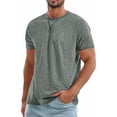 thumbnail image 2 of USNSM Men's Cotton Shirts Vintage Hipster Hip-Hop Longline Crew Neck T-Shirt Solid Color Summer Casual Tops Gray L, 2 of 5