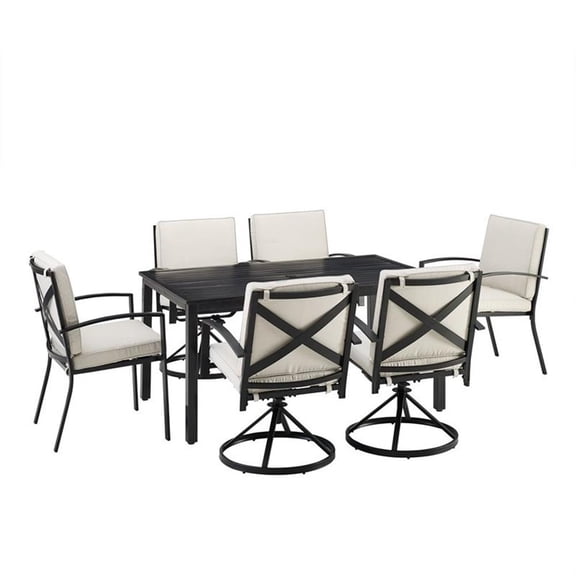 Crosley Furniture Kaplan 7 Piece Metal Outdoor Dining Set in Oatmeal