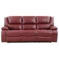 thumbnail image 2 of Mila 2pc Manual Recliner Sofa and Loveseat Set- Red Faux Leather- Wood, 2 of 6