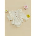 thumbnail image 5 of Baby Toddler Girls Spring Autumn Romper 3 6 12 18 Months Long Sleeve Round Neck Solid Color Button Jumpsuit, 5 of 9