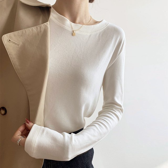 Camisa de manga larga de polar para mujer y de invierno con forro polar grueso y cuello medio alto