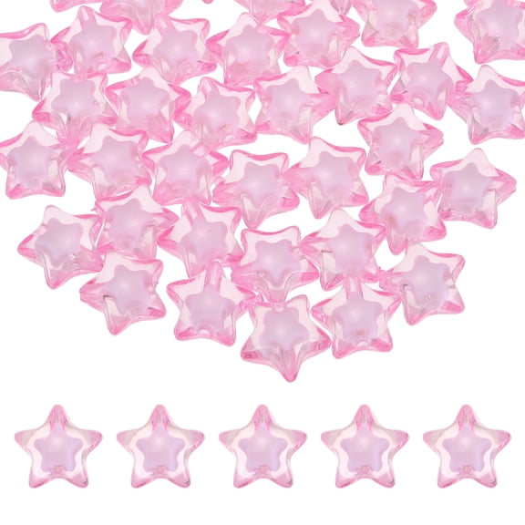 Uxcell 50pcs Acrylic Crystal Star Beads, 18mm Star Shape Charm Spacer Beads for DIY Crafts Jewelry Making Bracelet Necklace Decor Key Chains, Pink