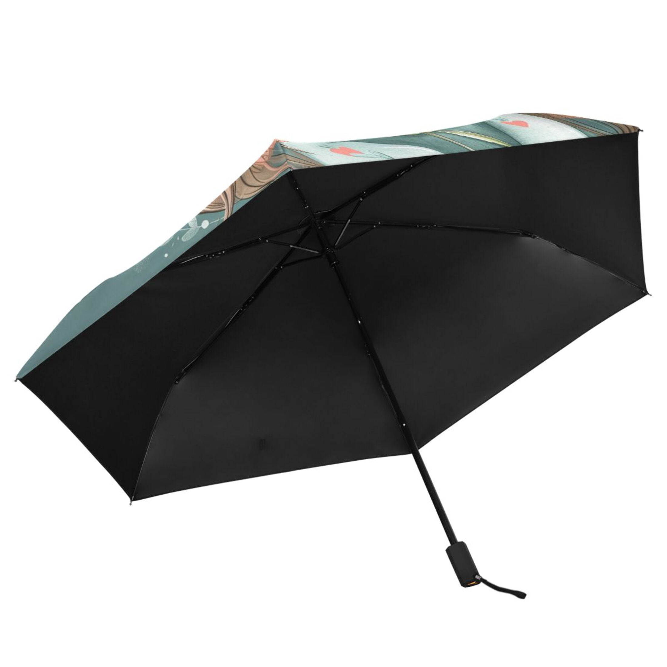 Girl Rose Flowers Compact Sun Umbrella Windproof Travel Umbrellas for Rain Strong Portable UV Protection