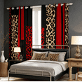 thumbnail image 2 of Feelyou Fashion Red Abstract Black Out Curtains, Cheetah Leopard Print Curtains Pack of 2 (42x63 Each), Chic Polkadots Bedroom Curtains, Blackout Curtains Room Decor, 2 of 7