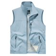 thumbnail image 2 of Awwp Men's Lightweight Vest Sleeveless Outdoor Work Jacket for Travel Hiking Running Multi-Pocket Utility Vest Light Blue Size: M, 2 of 10