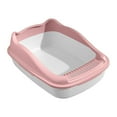 thumbnail image 2 of Caja de arena para gatos con tapa abierta, accesorios para jaula de arena, caja de arena para inodoro, recipiente profundo, inodoro para ir al baño, , Rosa 36.9X29.3X16CM, 2 of 10