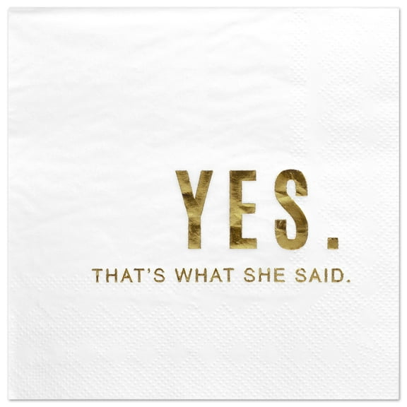Koyal Wholesale Yes Thats What She Said, Funny Quotes Cocktail Napkins, Gold Foil, Bulk 50 Pack Count 3 Ply Napkins