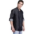 thumbnail image 2 of Unisex Asymmetrical Denim Jeans Black Color Chef Coat with Side mesh for All kind of Chefs S Size, 2 of 4