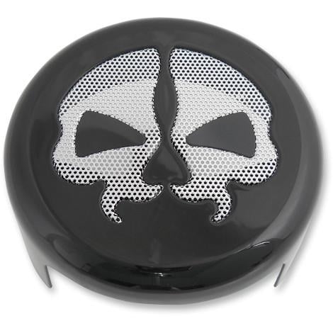 Drag Specialties 2107-0250 Horn Cover - Black with Chrome Split Skull