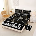 thumbnail image 2 of Castle Fairy Sport Basketball King Sheets 4pcs, Black White Gold Bedding,1 Fitted Sheet, 1 Flat Sheet and 2 Pillowcases, 2 of 6